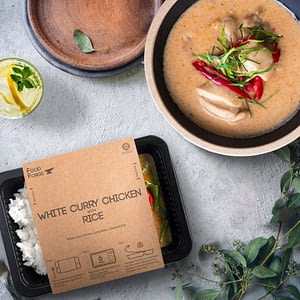 food forge nasi ayam kari putih sedia untuk dimakan